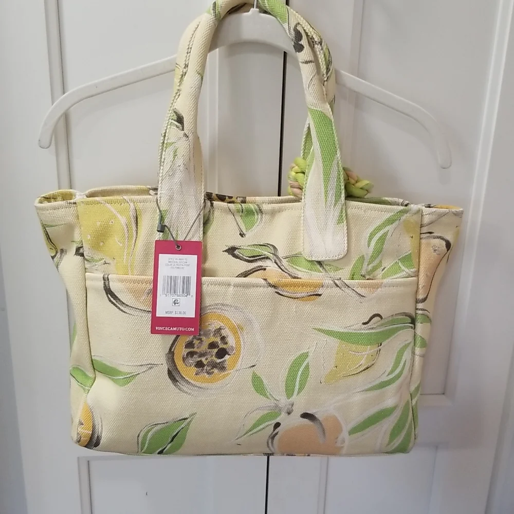 NWT Vince Camuto Amia La Frutta🍋🍏 Print Canvas Shoulder Bag Tote - Picture 6 of 13